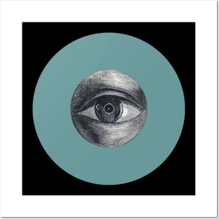 Halloween All Seeing Eye, Signs, and Omens - Teal and Black Posters and Art